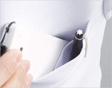 2013CR Folk ナースチュニック(女性用) PHSなどを区分けにしてすっきり収納できる二重構造の胸ポケット