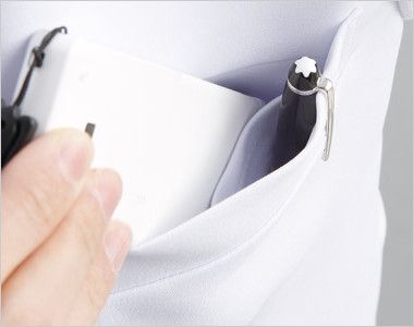 2015EW Folk ナースチュニック(女性用) PHSなどを区分けしてすっきり収納できる二重構造の胸ポケット付き