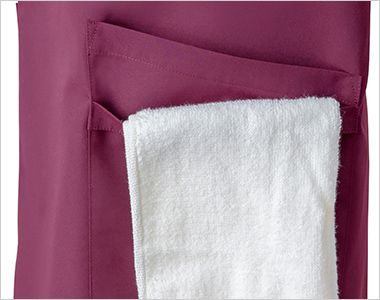4048 Folk 医療介護用エプロン[ショート丈][男女兼用] タオルループ付きなので、布巾などをかけることができて便利