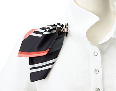 nuovo FB71402 ポロシャツ [フロントオープン/ニット] 右襟の裏にクリップ式リボンスカーフがとめられるループ付き