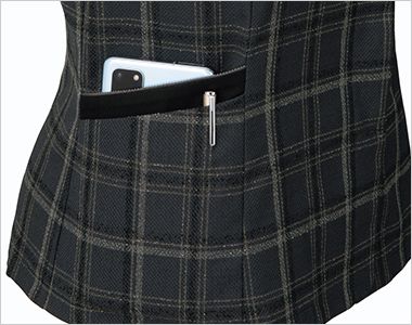 FB71432 nuovo(ヌーヴォ) [春夏用]オーバーブラウス(リボン付き) 胸・腰のポケットは、内と外で入れるものを仕分けして使えるダブル仕様。