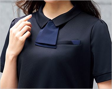 nuovo(ヌーヴォ) FB71505 [春夏用]ポロシャツ[ニット/ヘリンボーン柄] 取り外しが可能なリボン