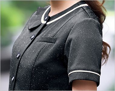 nuovo(ヌーヴォ) FB71515 [春夏用]オーバーブラウス[ニット/ツイード風] ホワイトの配色ラインがアクセント