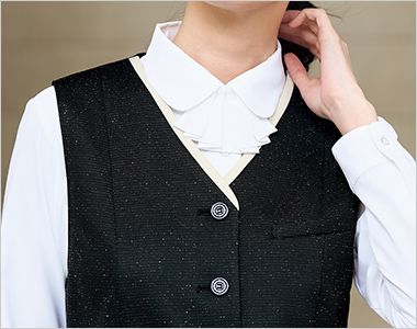 nuovo(ヌーヴォ) FV36485 [春夏用]ベスト[ニット/ツイード風] 配色Vラインが胸元を引き締める