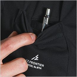 ダブルフェイスストレッチ半袖ポロシャツ 上乗せポケットに隠れるステルスペン挿しポケット