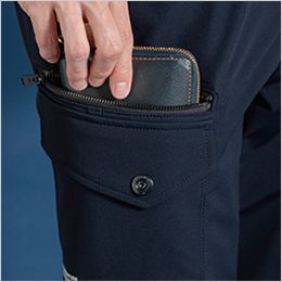 アイズフロンティア 3702 [秋冬用]A.D.ストレッチナイロンカーゴパンツ[男性用] 長財布が入る2重構造のファスナー付きカーゴポケット