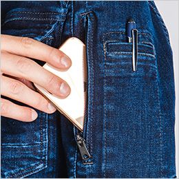 7260 アイズフロンティア ストレッチ3Dワークジャケット 横からスマホが入る左袖ペンポケット