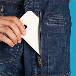 アイズフロンティア 7260S [通年]ストレッチ3Dワークジャケット[男性用] 横からスマホが入る左袖ペンポケット