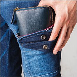 7262 アイズフロンティア ストレッチ3Dカーゴパンツ 左側カーゴポケットはファスナー付きの2重構造仕様