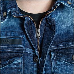 アイズフロンティア 7350 [秋冬用]ハイパワーストレッチデニム3Dワークジャケット[男性用] ファスナーとボタンの前立て2重構造