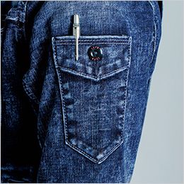 アイズフロンティア 7350 [秋冬用]ハイパワーストレッチデニム3Dワークジャケット[男性用] スタイリッシュな左袖ペンポケット