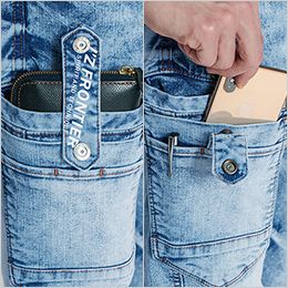 接触冷感ストレッチデニムカーゴパンツ 長財布やスマホ、小物が入る右側マルチカーゴポケット