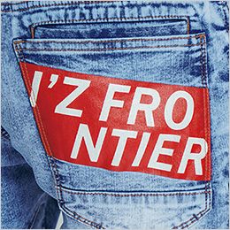 接触冷感ストレッチデニムカーゴパンツ バックプリントデザイン（35.ケミカルブルー）