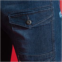 アイズフロンティア 7454 [春夏用]接触冷感ストレッチデニムハーフパンツ[男性用] 左側大型カーゴポケット