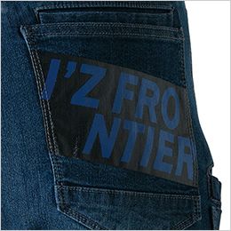 アイズフロンティア 7454 [春夏用]接触冷感ストレッチデニムハーフパンツ[男性用] バックプリントデザイン（11.インディゴブルー）
