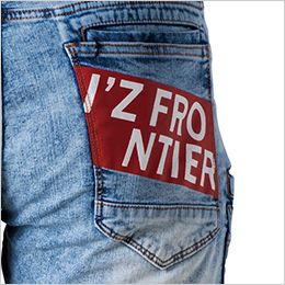 アイズフロンティア 7454 [春夏用]接触冷感ストレッチデニムハーフパンツ[男性用] バックプリントデザイン（35.ケミカルブルー）