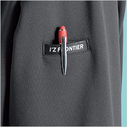 アイズフロンティア 8619 [秋冬用]ライトウェイトストレッチワークフーディー[男性用] スタイリッシュな左袖ペン差しポケット