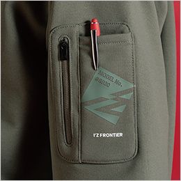 アイズフロンティア 8930 [秋冬用]P.D.ストレッチスウェットフルジップフーディー[男性用] 小物が入るファスナー付き左袖ペンポケット