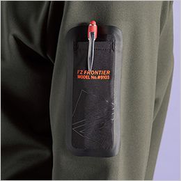 アイズフロンティア 9103 [秋冬用]裏起毛ストレッチ長袖モックネックシャツ[男性用] 異素材を使用した左袖ペンポケット