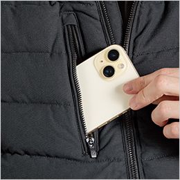 アイズフロンティア 9157 [秋冬用]アルミ保温・アルティメットヒートハイブリッド防寒ベスト[男性用] スマホが入る右胸縦型ファスナーポケット