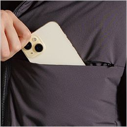 アイズフロンティア 9569 [秋冬用]保温防寒・アルミストレッチベストパーカー[男性用] スマホが入るファスナー付き左胸ポケット