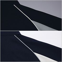 自重堂 15004 [春夏用]エコ製品制電ストレッチ長袖シャツ[男女兼用] 反射パイピング(上：反射時)
