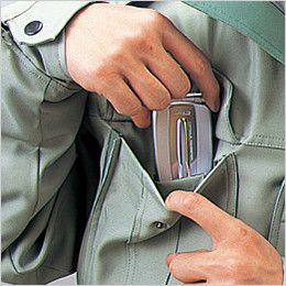自重堂 48143[秋冬用]エコ防寒コート(フード付き・取り外し可能) 携帯電話収納ポケット