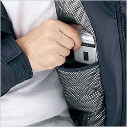 自重堂 48443 超耐久撥水 裏アルミ防寒コート(フード付・取り外し可能) 左胸 携帯電話収納ポケット