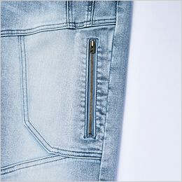 自重堂Jawin 53002[秋冬用]コーデュラ(R)ストレッチ デニムノータックカーゴパンツ[男女兼用] 左カーゴポケット