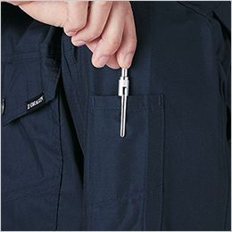 エコストレッチ長袖シャツ 左袖ペン差し