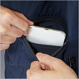 製品制電ストレッチ長袖ジャンパー 携帯電話収納ポケット