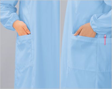 自重堂 WH13150 Whisel 抗ウイルス加工予防衣[男女兼用] 収納力抜群のポケットは、前後・左右の合計４つ。