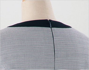en joie(アンジョア) 66410 [春夏用]ボーダー×ネイビーが清楚な七分袖ワンピース(女性用) 着脱がらくらく背中ファスナー

