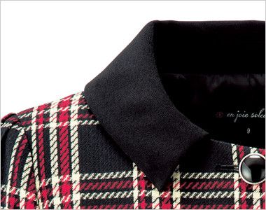 en joie(アンジョア) 81790 [通年]鮮やかチェック柄と個性的な襟が好感度のジャケット 直線的なカットで個性的なデザイン