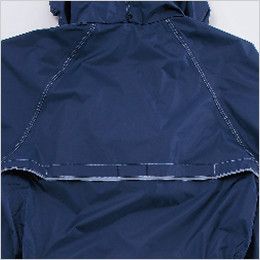 3291 カジメイク レインツナギ(男女兼用) 背中には反射パイピング付きのベンチレーションを装備