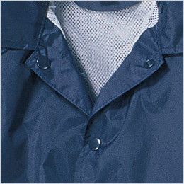 3308 カジメイク レインタックコート(上下メッシュ)(男女兼用) ファスナーとスナップボタンで雨の侵入を防ぎます