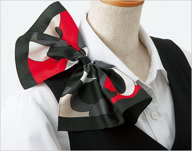 Enjoy EAV637 [通年]ベスト[ストレッチ/無地] 衿もとにスカーフのズレを防ぐループが付いています。ワンタッチで形が決まります。