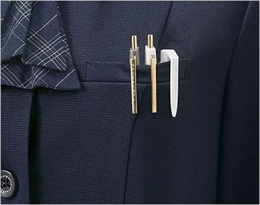 Enjoy ESA1024 [春夏用]オーバーブラウス（七分袖）[ニット/UVカット/高通気] ［PLUS M］補強布大きめ胸ポケット
〈補強布仕様〉内側は破れにくい袋布と縫製のW補強。