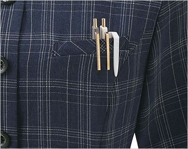 Enjoy ESA1027 [春夏用]オーバーブラウス[吸汗速乾/UVカット/2WAYストレッチ] ［PLUS M］補強布大きめ胸ポケット
〈補強布仕様〉内側は破れにくい袋布と縫製のW補強。