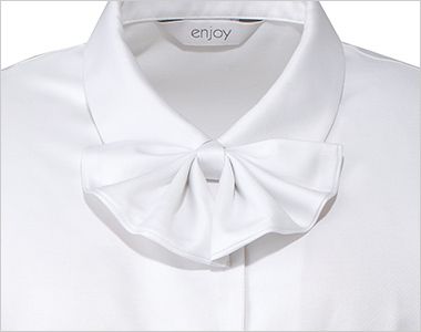 Enjoy ESB596 [春夏用]ふんわりと柔らかな肌触りの半袖ブラウス 華やかさを添える取り外し可能なリボン付き。