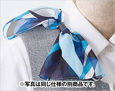 Enjoy ESP782 [春夏用]ノーカラーのオフィスポロシャツ[ストレッチ/制菌/吸汗速乾] スカーフをループに通すだけできれいな形が完成。首に巻かないので快適です。