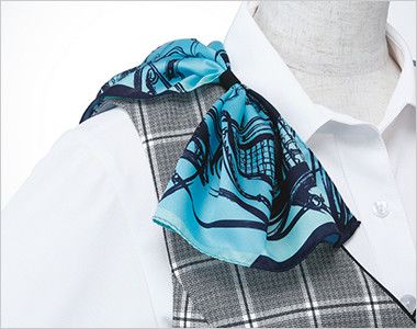Enjoy ESV707 [春夏用]ベスト チェック 衿もとにスカーフのズレを防ぐループが付いています。ワンタッチで形が決まります。
