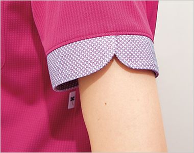 HL2639 ハートグリーン 半袖ロングニットシャツ(女性用) 親しみやすいチェック柄