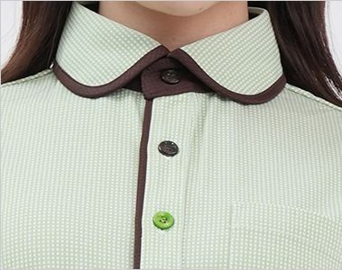 HM2659 ハートグリーン 半袖ニットシャツ(男女兼用) 襟元がくずれない台襟付きできちんとした印象を与えます