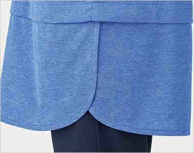 HSP018 ハートグリーン 半袖ロングポロシャツ[男女兼用] パンツポケットに手が入れやすいく動きやすいスリット入り。
