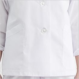 1-001 Montblanc 襟あり白衣/長袖(女性用・ゴム入り) 両脇に斜め口のポケット付き