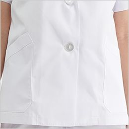 1-002 Montblanc 襟あり白衣/半袖(女性用) 両脇に斜め口のポケット付き