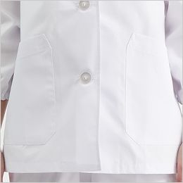 1-011 Montblanc 襟なし白衣/長袖(女性用・ゴム入り) 両脇に斜め口のポケット付き