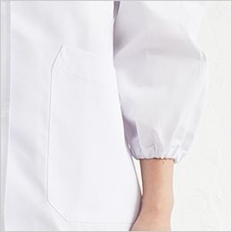 1-011 Montblanc 襟なし白衣/長袖(女性用・ゴム入り) ゴム仕様
