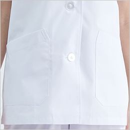 1-012 Montblanc 襟なし白衣/半袖(女性用) 両脇に斜め口のポケット付き